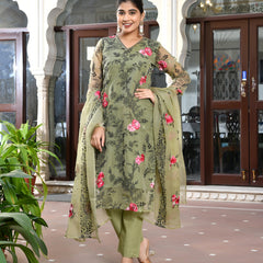 (Vaasva) Women organza pista embroidered suit set (Set of 5pc)