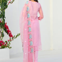 (Vaasva) Women solid embroidered pink suit set (Set of 5pc)