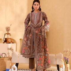 (Vaasva) Women brown hand embroidered placement printed suit set (Set of 5pc)