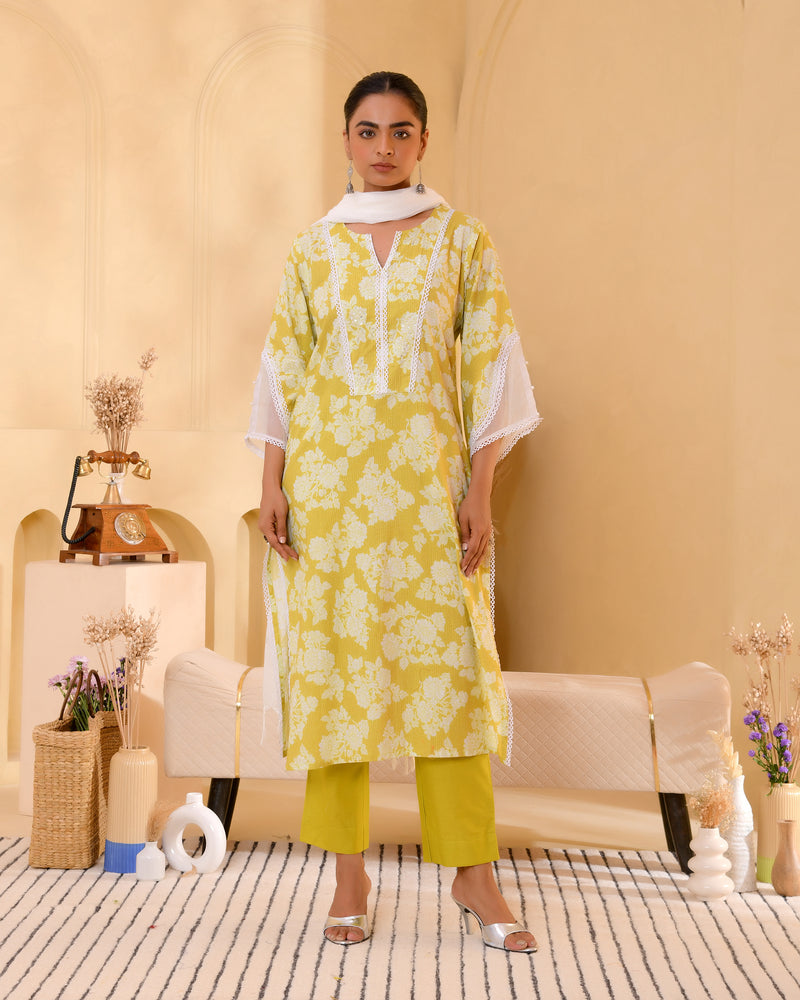 (Vaasva) Women neon printed suit set with handwork (Set of 5pc)