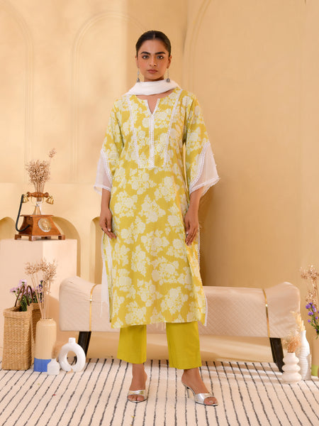 (Vaasva) Women neon printed suit set with handwork (Set of 5pc)