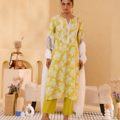 (Vaasva) Women neon printed suit set with handwork (Set of 5pc)