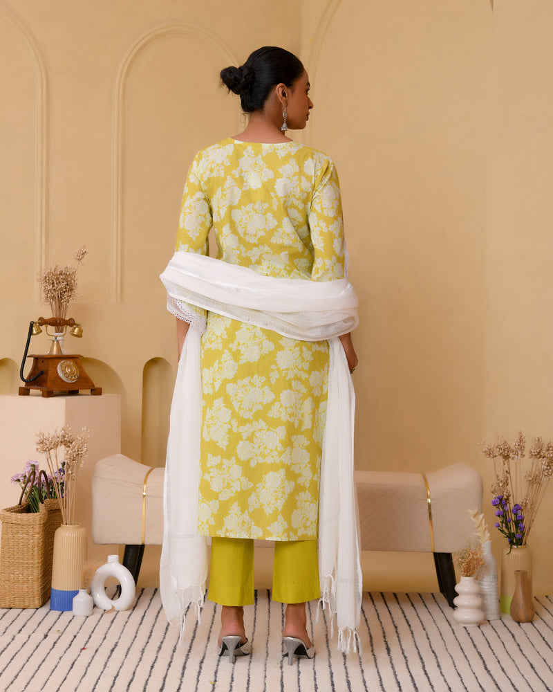 (Vaasva) Women neon printed suit set with handwork (Set of 5pc)