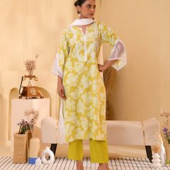(Vaasva) Women neon printed suit set with handwork (Set of 5pc)