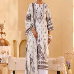 (Vaasva) Women white & black pakistani suit with handwork (Set of 5pc)