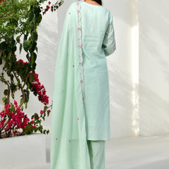 (Vaasva) Women solid aqua multi embroidered suit set (Set of 5pc)