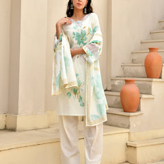 (Vaasva) Women floral marine printed farshi salwar set (Set of 5pc)