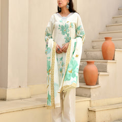 (Vaasva) Women floral marine printed farshi salwar set (Set of 5pc)