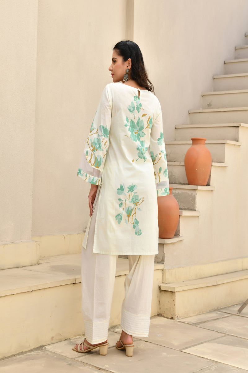 (Vaasva) Women floral marine printed farshi salwar set (Set of 5pc)