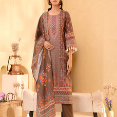 (Vaasva) Women brown floral mirror work suit set (Set of 5pc)