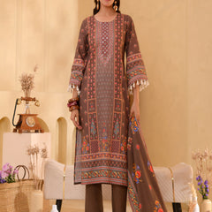 (Vaasva) Women brown floral mirror work suit set (Set of 5pc)