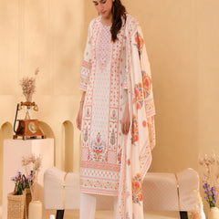 (Vaasva) Women cream floral mirror work suit set (Set of 5pc)