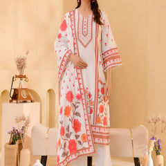 (Vaasva) Women red floral cream base printed suit set (Set of 5pc)