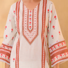 (Vaasva) Women red floral cream base printed suit set (Set of 5pc)