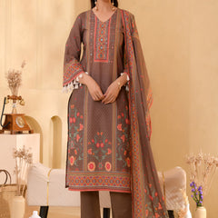 (Vaasva) Women brown bold floral hand embroidered suit set (Set of 5pc)