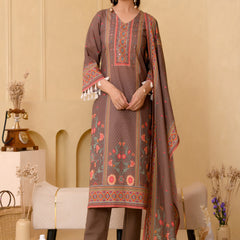 (Vaasva) Women brown bold floral hand embroidered suit set (Set of 5pc)