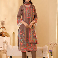(Vaasva) Women brown bold floral hand embroidered suit set (Set of 5pc)