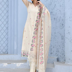 (Vaasva) Women creamchevron embroidered suit set (Set of 5pc)