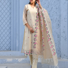 (Vaasva) Women creamchevron embroidered suit set (Set of 5pc)