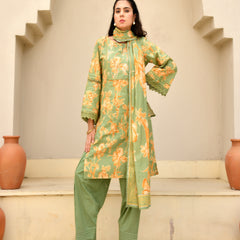 (Vaasva) Women floral printed zari work farshi salwar set (Set of 5pc)