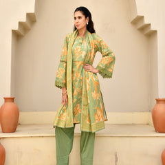(Vaasva) Women floral printed zari work farshi salwar set (Set of 5pc)