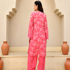 (Vaasva) Women floral printed zari work farshi salwar set (Set of 5pc)