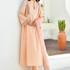(Vaasva) Women peach applique aline suit set (Set of 5pc)