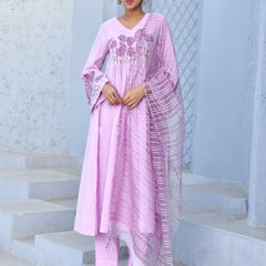 (Vaasva) Women purple applique aline suit set (Set of 5pc)
