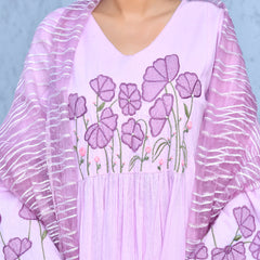 (Vaasva) Women purple applique aline suit set (Set of 5pc)