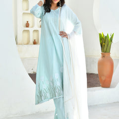 (Vaasva) Women sky applique aline suit set (Set of 5pc)