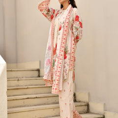 (Vaasva) Women red floral short kurti pant set with dupatta (Set of 5pc)