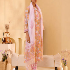 (Vaasva) Women mustard pear shaped block printed suit set (Set of 5pc)