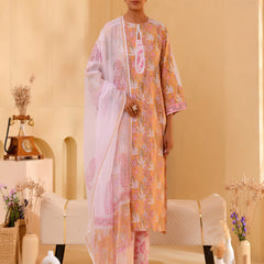 (Vaasva) Women mustard pear shaped block printed suit set (Set of 5pc)