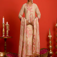 (Vaasva) Women red pear shaped block printed suit set (Set of 5pc)