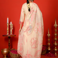 (Vaasva) Women red pear shaped block printed suit set (Set of 5pc)