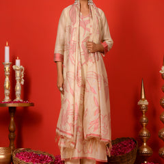 (Vaasva) Women red pear shaped block printed suit set (Set of 5pc)