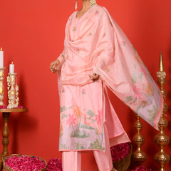 (Vaasva) Women Pink forest jamdani pattern (Set of 5pc)