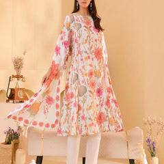 (Vaasva) Women Multi floral aline kali cut cotton suit set  (Set of 5 Pc)