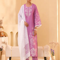 (Vaasva) Women Purple floral printed cotton suit set  (Set of 5 Pc)