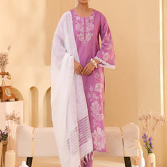 (Vaasva) Women Purple floral printed cotton suit set  (Set of 5 Pc)