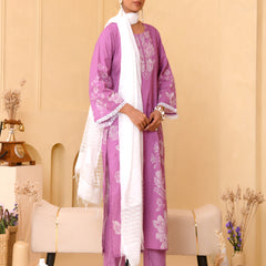 (Vaasva) Women Purple floral printed cotton suit set  (Set of 5 Pc)