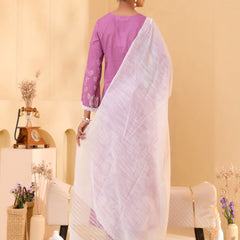 (Vaasva) Women Purple floral printed cotton suit set  (Set of 5 Pc)