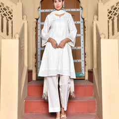 (Vaasva) Women Chevron woven dobby chanderi  suit set  (Set of 5 Pc)