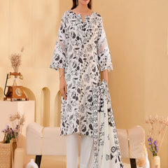 (Vaasva) Women Black & white jaal pattern floral suit set  (Set of 5 Pc)