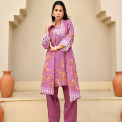 (Vaasva) Women Purple printed short kurta salwar set  (Set of 5 Pc)