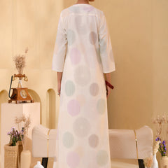 (Vaasva) Women ferozi printed Polka dots long kurta plazzo set  (Set of 5 Pc)