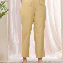 Women Cheeku Cotton Flax Solid Straight Pants (Set of 5 Pc)