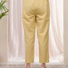 Women Cheeku Cotton Flax Solid Straight Pants (Set of 5 Pc)