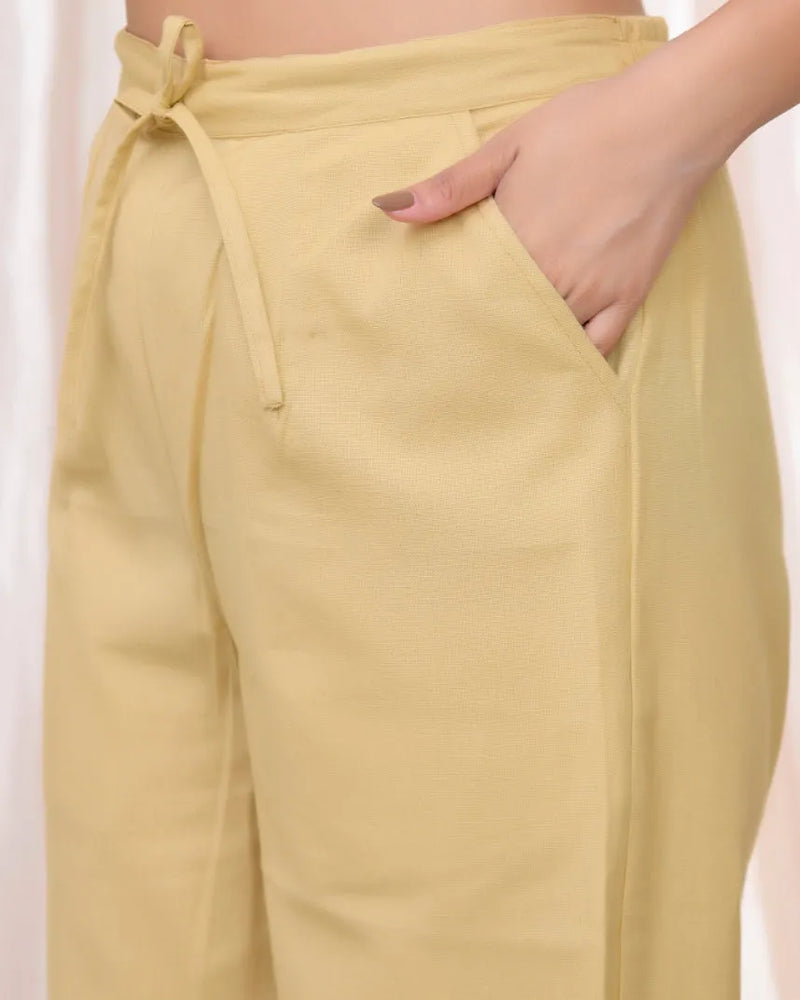 Women Cheeku Cotton Flax Solid Straight Pants (Set of 5 Pc)