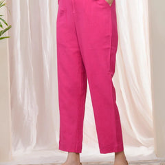 Women Rani Cotton Flax Solid Straight Pants (Set of 5 Pc)
